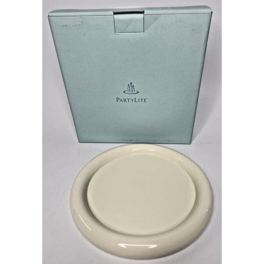 Partylite Cream Colored Glazed Pillar Holder Retired NIB P8013/P17C